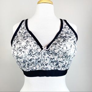 NWOT Cacique Unlined No Wire Bra, 44DD, White Roses